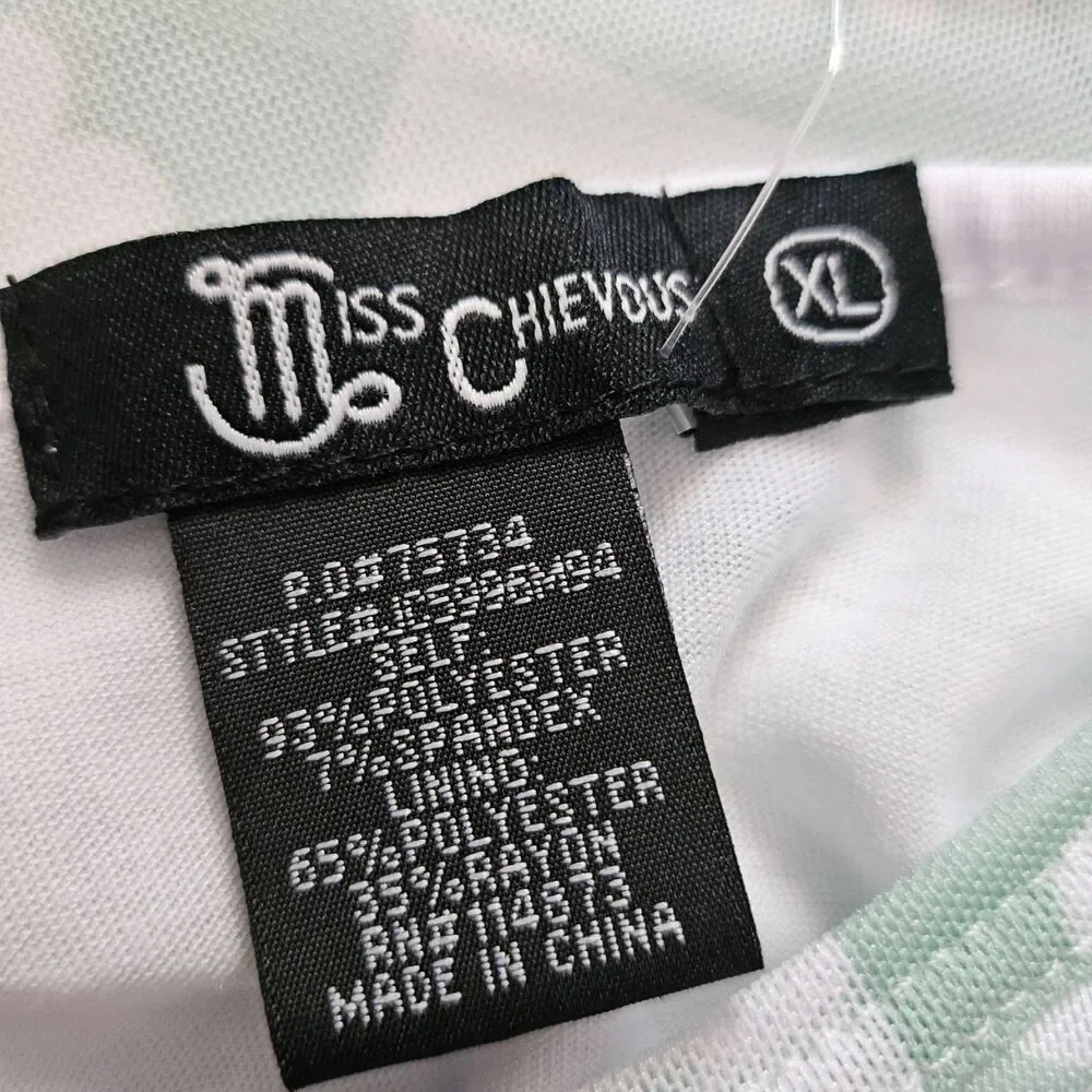 MISS CHIEVOUS Sheer Blouse‎ w Undershirt Checkered Smiley Flowers Womens M New - Picture 5 of 12